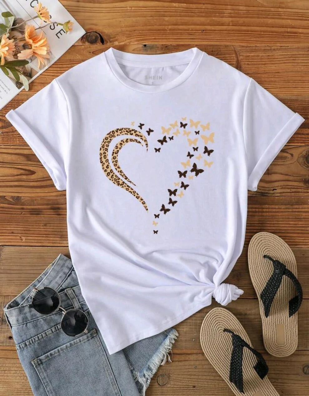 Butterflies Heart printed Drop Shoulder T-shirt