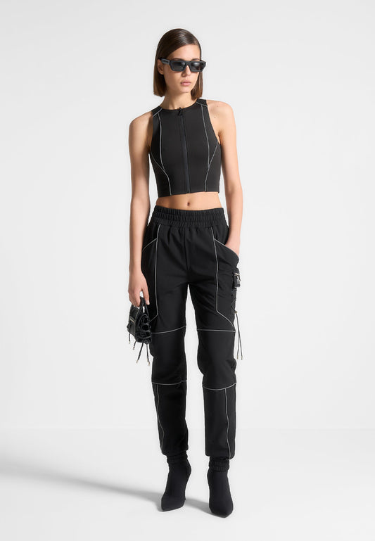 Reflective Piped Cargo Pants