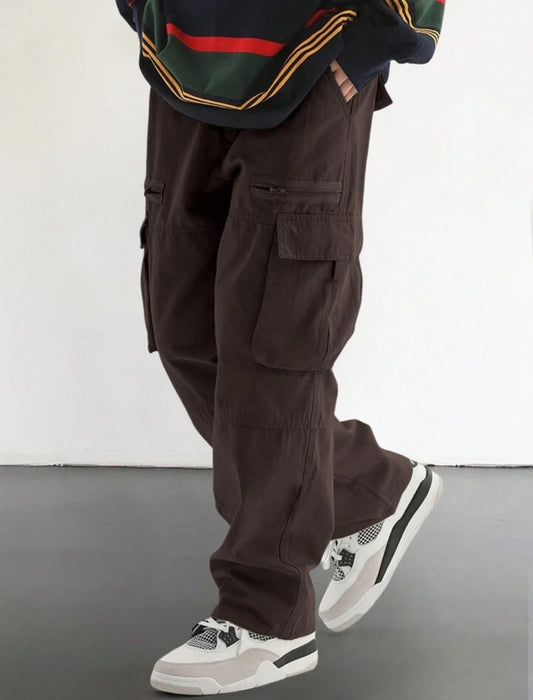 Loose-Fit Men's Cargo Pants With Flap Pockets And Side Pockets