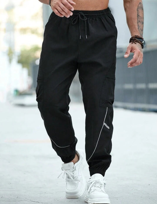 Men's Reflective Simple Design Multi-Pocket Casual Cargo Pant