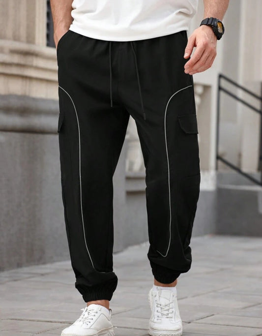 Men's Reflective Simple Design Multi-Pocket Casual Cargo Pant