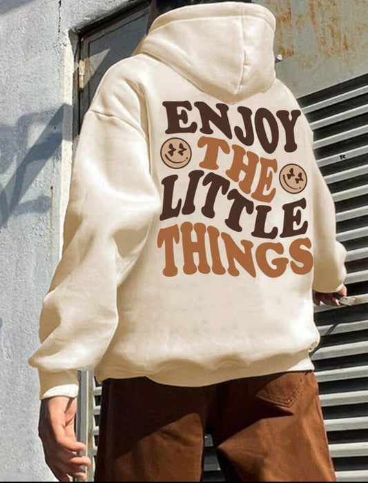 Oversized Men's Hoodie With Slogan & Cartoon Face Print And Drop Shoulders