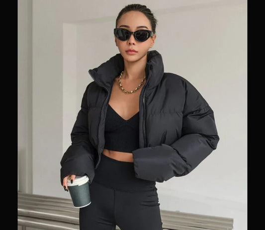 11 Drop shoulder Sleeve Zip Up Crop Jacket