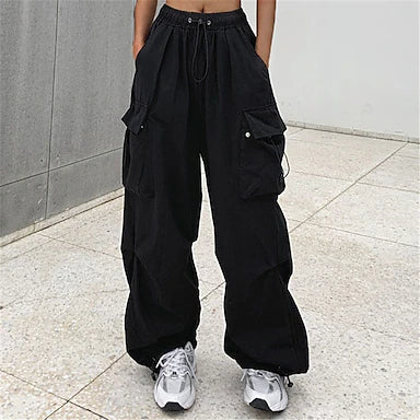 Women's Cargo parachutepants Wide Leg Trousers Baggy